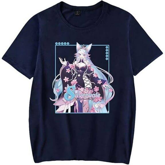 Vtuber Silvervale Cosplay T-Shirt Harajuku Womens Summer Kawaii Short Sleeve Tops T-Shirt
