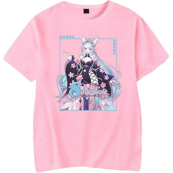 Vtuber Silvervale Cosplay T-Shirt Harajuku Womens Summer Kawaii Short Sleeve Tops T-Shirt