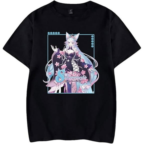 Vtuber Silvervale Cosplay T-Shirt Harajuku Womens Summer Kawaii Short Sleeve Tops T-Shirt