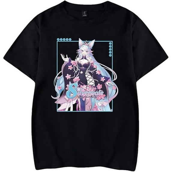 Vtuber Silvervale Cosplay T-Shirt Harajuku Womens Summer Kawaii Short Sleeve Tops T-Shirt