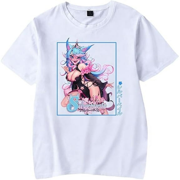 Vtuber Silvervale Merch T-Shirt Women Men Crewneck Tee Fashion Cosplay Casual Streetwear Clothes