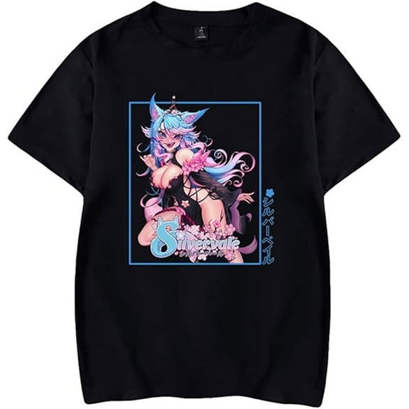 Vtuber Silvervale Merch T-Shirt Women Men Crewneck Tee Fashion Cosplay Casual Streetwear Clothes