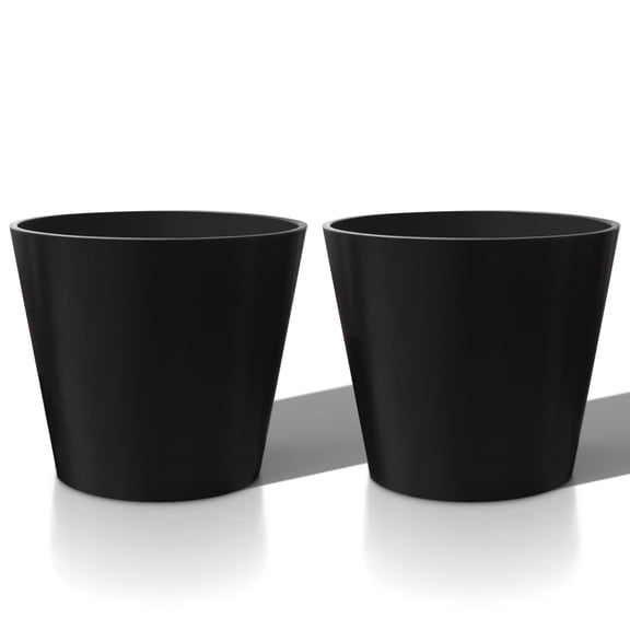 Vucunty Planter Set of 2, Round Planters, Large Wide Resin Pots, 20 Inch, Outdoor Indoor Flower Pots for Garden Patio, Black