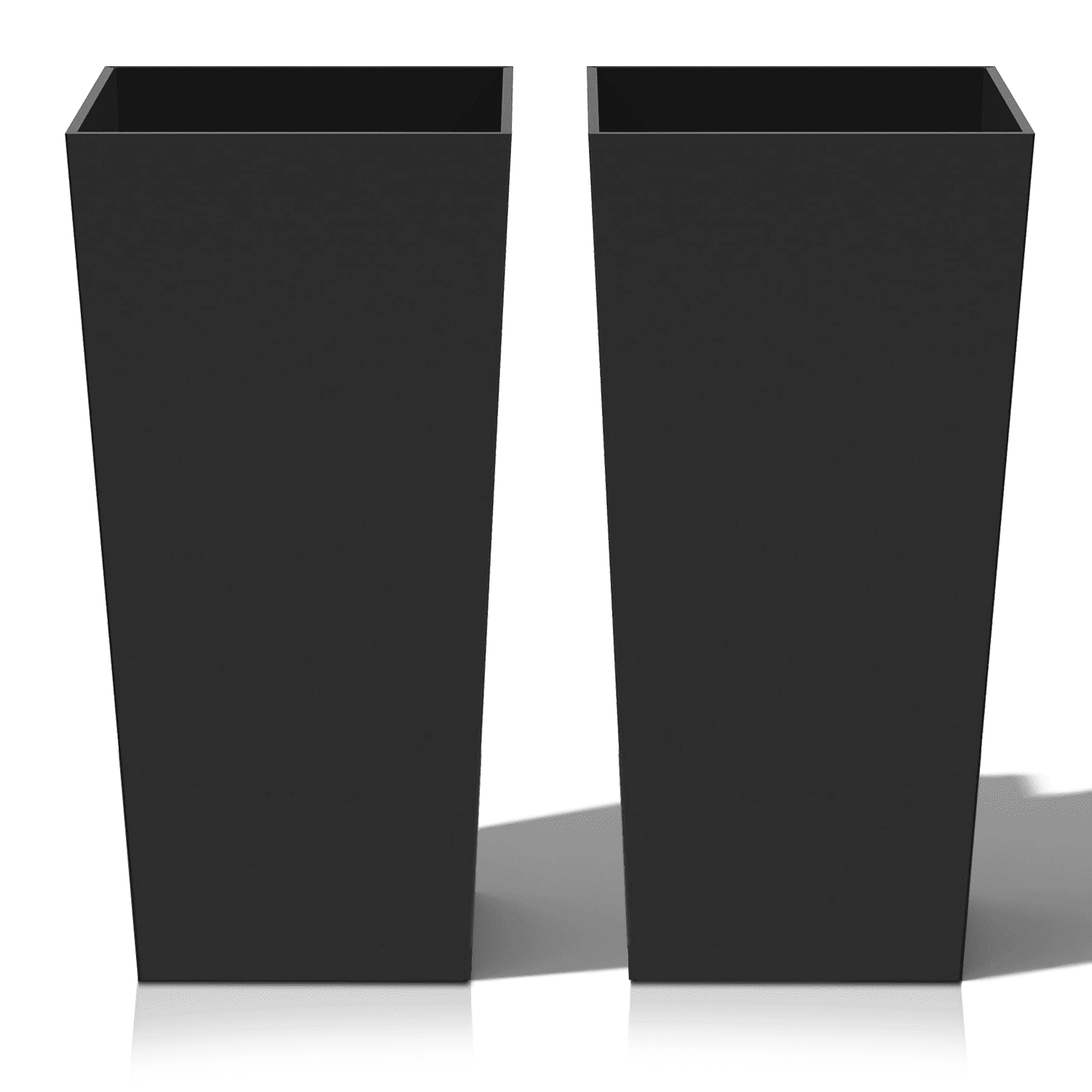 Vucunty Tall Planter Outdoor Indoor, Large Resin Plant Pots for Trees Flowers (Black, 28 inch - 2 Pack)