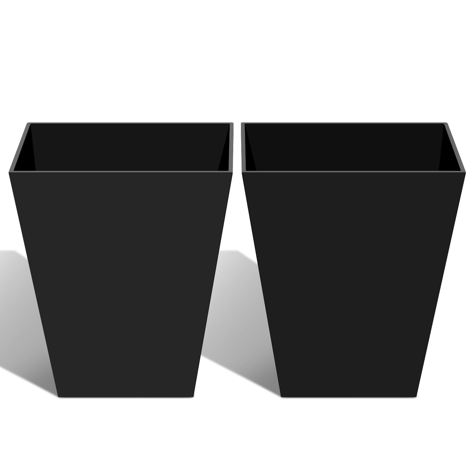 Vucunty Taper Planter Set of 2, Resin Flower Pots, 12.2 Inch, Modern Outdoor Indoor Plant Pots, Black