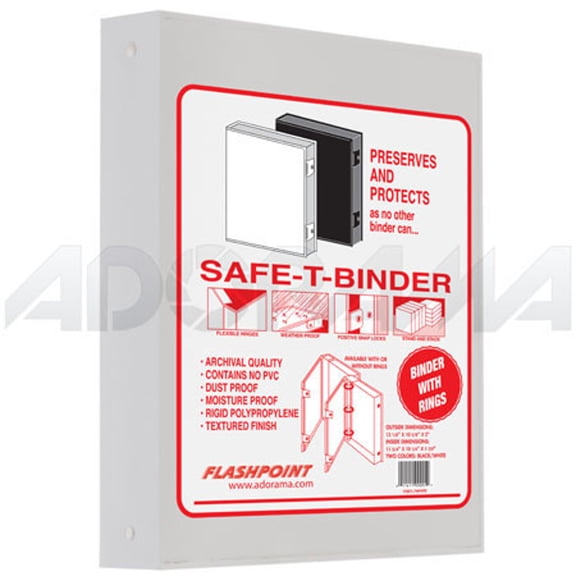 Print File Plastic Storage Binder Box with 3 'O'-Rings, 9x11", Portrait Format, Color: White