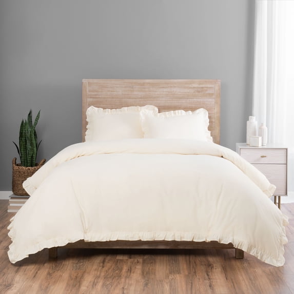 Vue Signature Rona 3 Piece 100% Cotton Duvet Set - King - Ivory