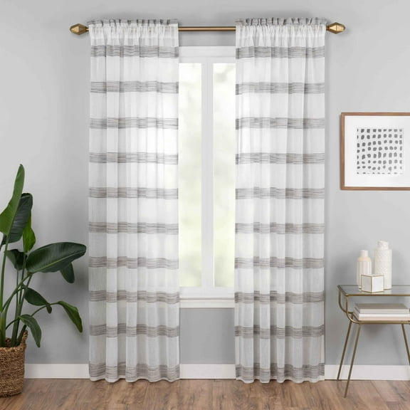 Vue Elements Kyoto Semi-Sheer 52 x 95 Curtain Panel in Black