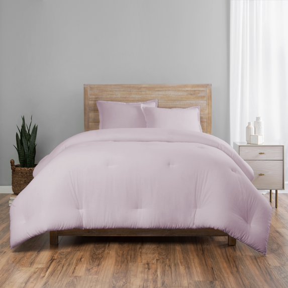 Vue Elements Lark Solid 3 piece 100% Cotton Duvet set - King - Lilac
