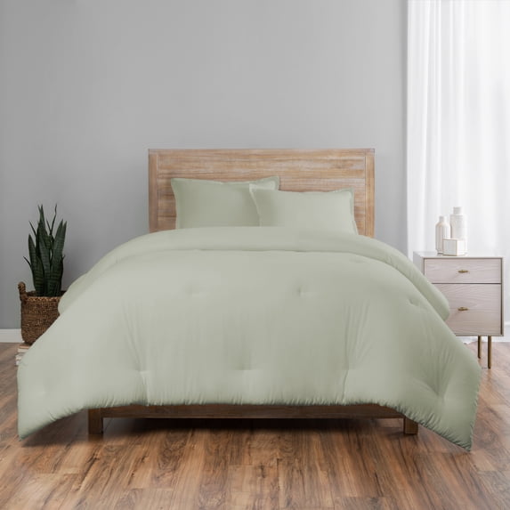 Vue Elements Lark Solid 3 piece 100% Cotton Duvet set - King - Green