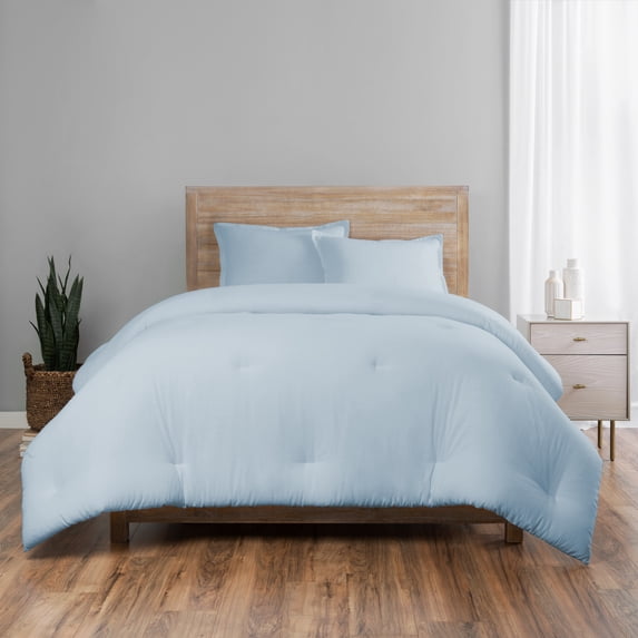 Vue Elements Lark Solid 3 piece 100% Cotton Duvet set - King - Light Blue