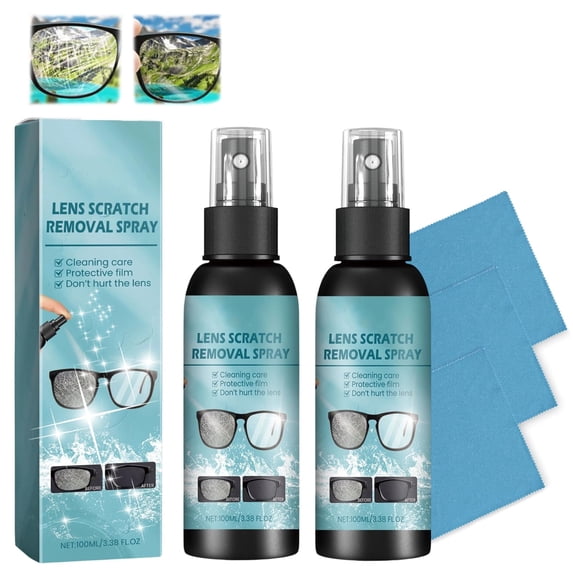 Vueeze Lens Cleaner, Vueeze Lensluxe Lens Cleaner, 2025 New Scratch Remover for Eyeglasses, Glass Scratch Remover, Eyeglass Scratch Repair, Sunglass Scratch Remover Repair Cleaning Spray (2PC)