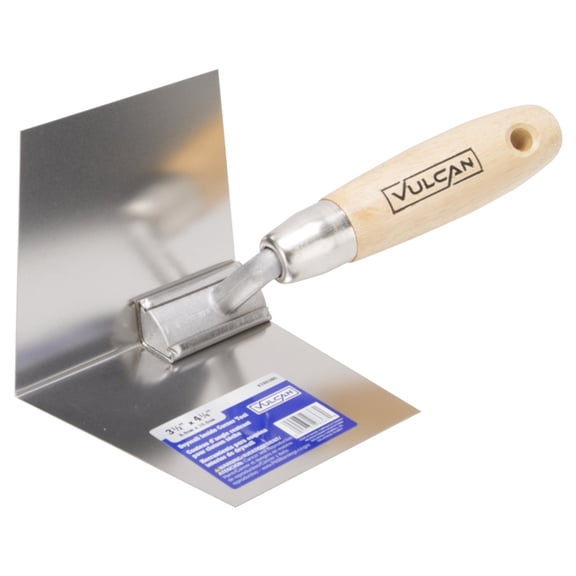 Vulcan 164603L Trowel, 3.5 in W Blade, 4.25 in L Blade, Comfort Grip Handle, Hardwood Handle, 3.5 in Blade Radius