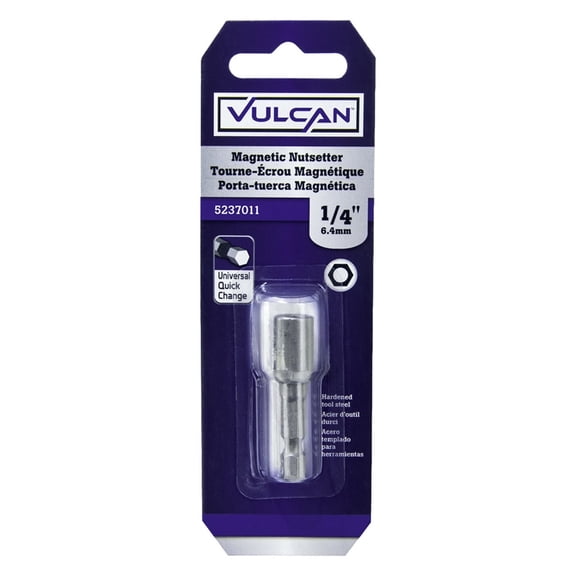 Vulcan 312241OR Magnetic Nutsetter, 1/4 in Drive, Hex Drive, 1-3/4 in L, 1/4 Quick Change in Shank