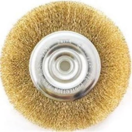 Vulcan Fine Grade Wire Wheel Brush With Hole, 6 In Dia, 1/2 In Arbor, Carbon Steel Wire, 1/4 In Dia