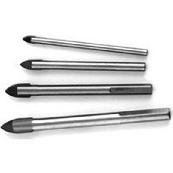 Vulcan 456831OR Glass and Tile Drill Bit Set, 4-Piece, Carbon Steel, Metallic Gray