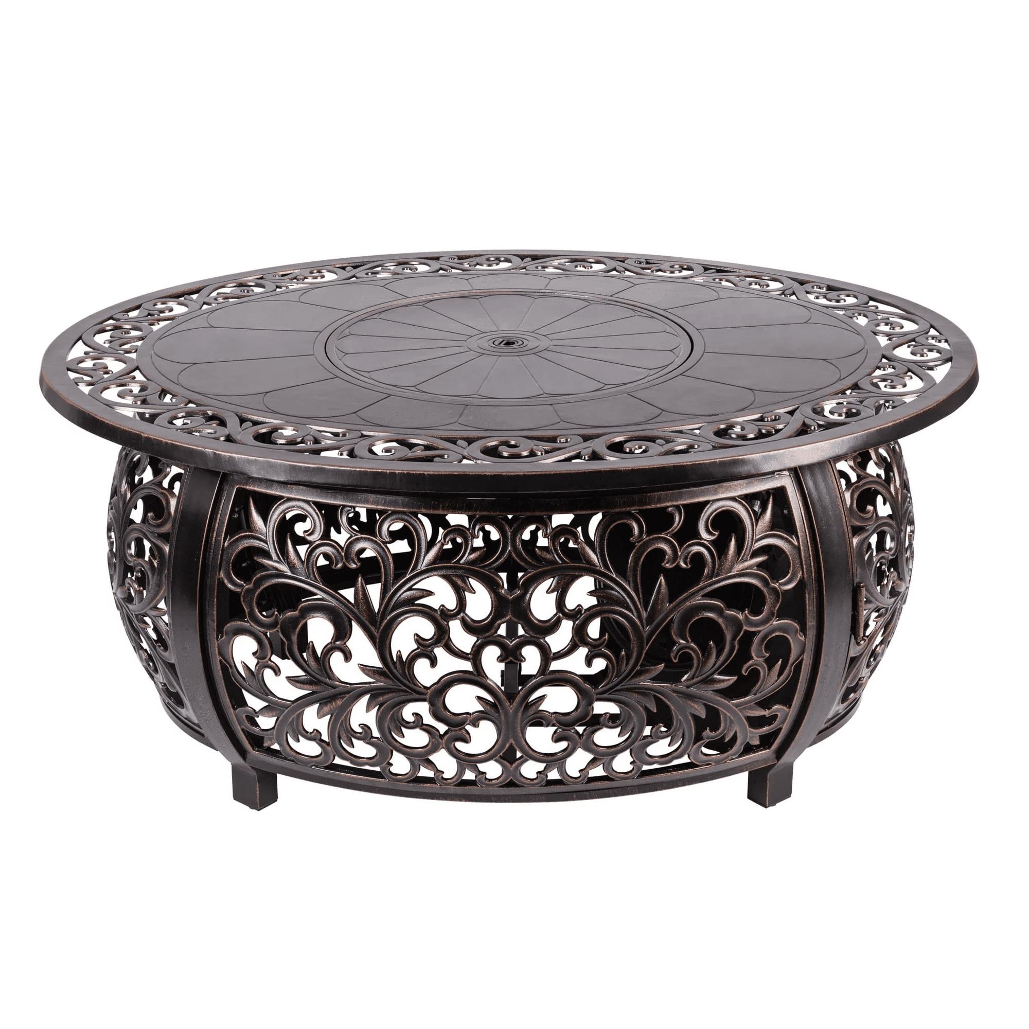 Vulcan 48" Aluminum Gas Fire Pit Table – Outdoor Multifunctional Design with Fire Bowl Lid, Brown