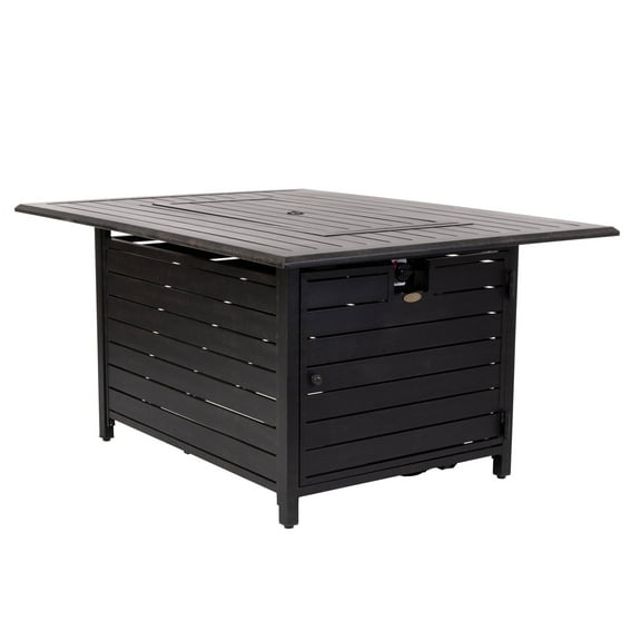 Vulcan Armstrong Basketweave Aluminum Convertible Gas Fire Pit Table – 55,000 BTU Multi-Functional Firepit with Fire Bowl Lid