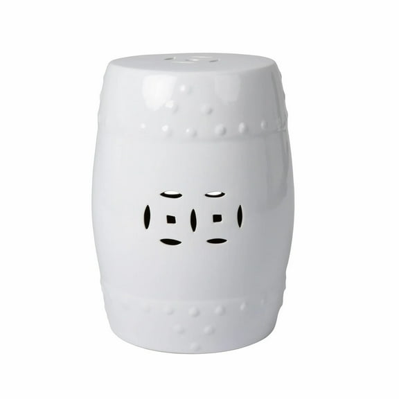 Vulcan Double Medallion Porcelain Ceramic Stool – Flexible Seating, Optic White