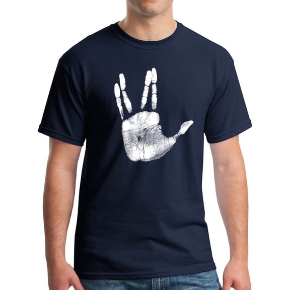 Vulcan Hand Sign Salute Graphic Prosper T-Shirt Navy S