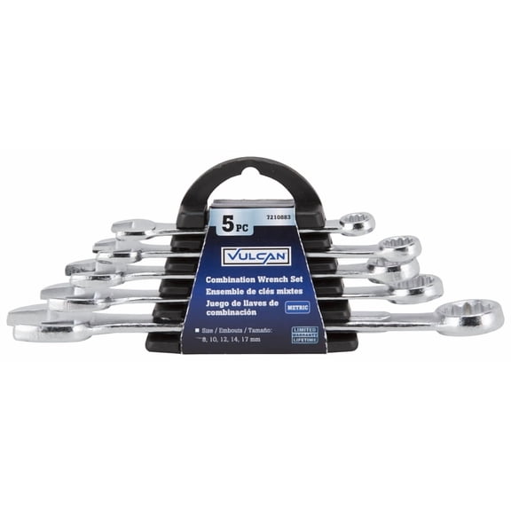 Toolbasix Metric Combination Wrench Set, 5 Piece, Forged Carbon Steel C45, Chrome Plated