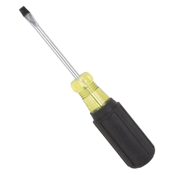 Mintcraft Screwdriver, 3/16 in Magnetic Tip, Slotted Point, 3 in, Rubber Soft-Grip Handle, Chrome Va
