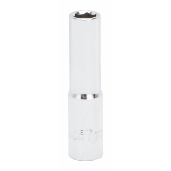 Vulcan MT6487805 Drive Socket, 7 mm Socket, 1/4 in Drive, 6-Point, Chrome Vanadium Steel, Chrome