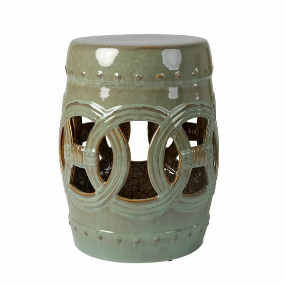 Vulcan Medallion Porcelain Ceramic Stool – Flexible Seating, Olive Jade Green
