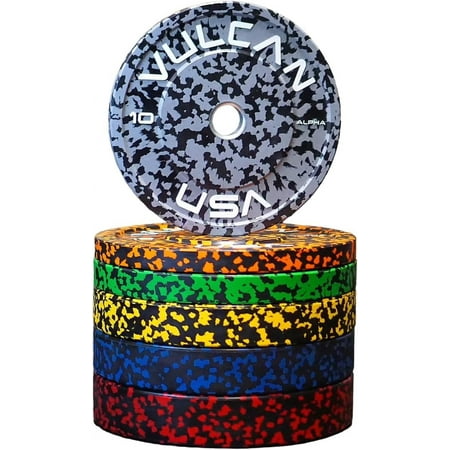 Vulcan Olympic Bumper Plates Pair – Enhanced Noise Reduction, Color-Coded Rubber Weightlifting Plates for Home Gym Equipment – Compatible with Standard IWF Olympic Bars