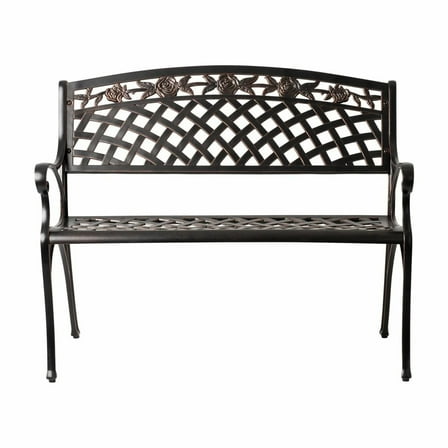 Vulcan Scarlet Aluminum Patio Bench – Antique Bronze Finish