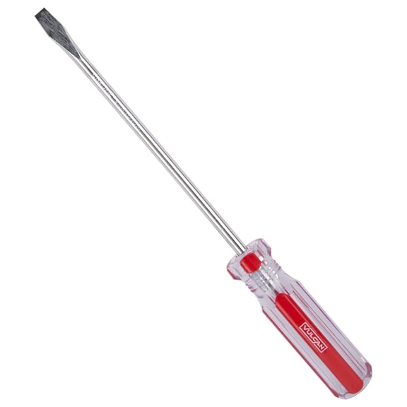 Toolbasix Screwdriver, 1/4 in Magnetic Tip, Slotted Point, 6 in, 1/4 in Dia x 6 in L, Plastic Transp
