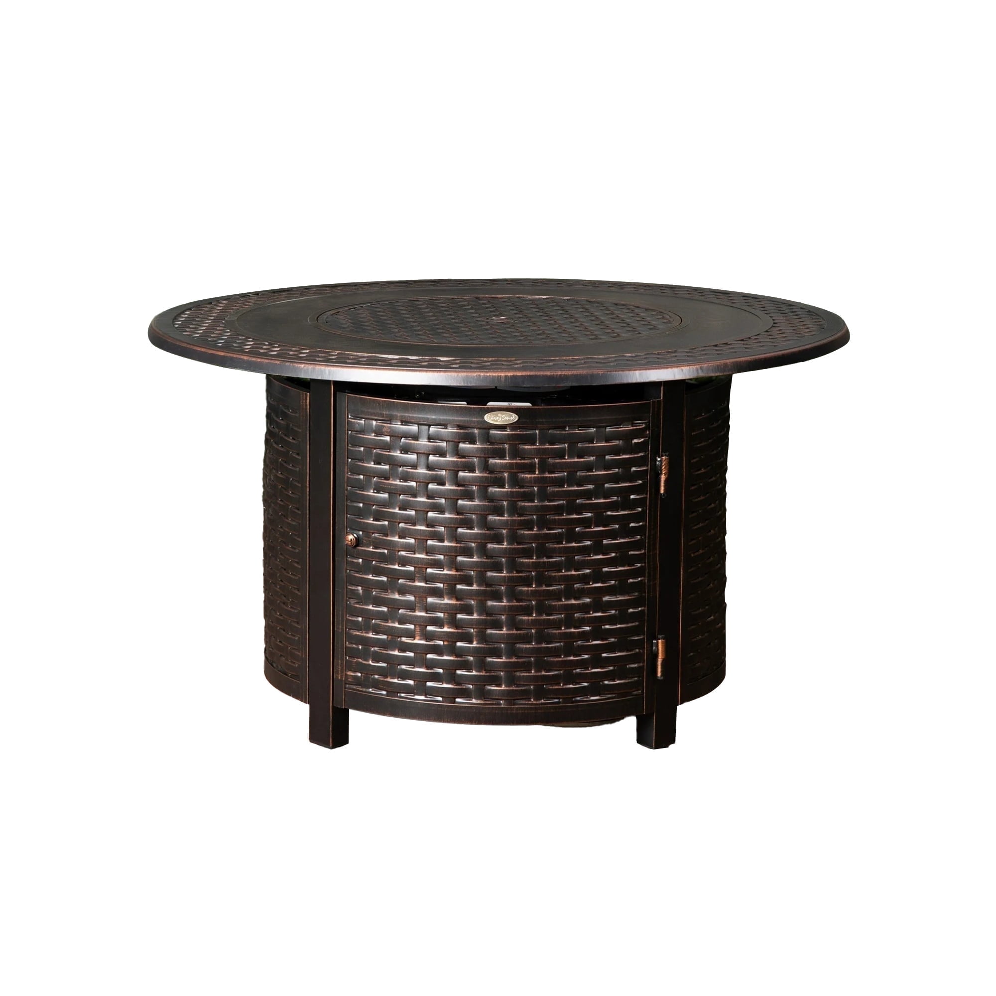 Vulcan Round Aluminum Outdoor Fire Pit Table with Fire Bowl Lid – Multifunctional Bronze Finish, 44"