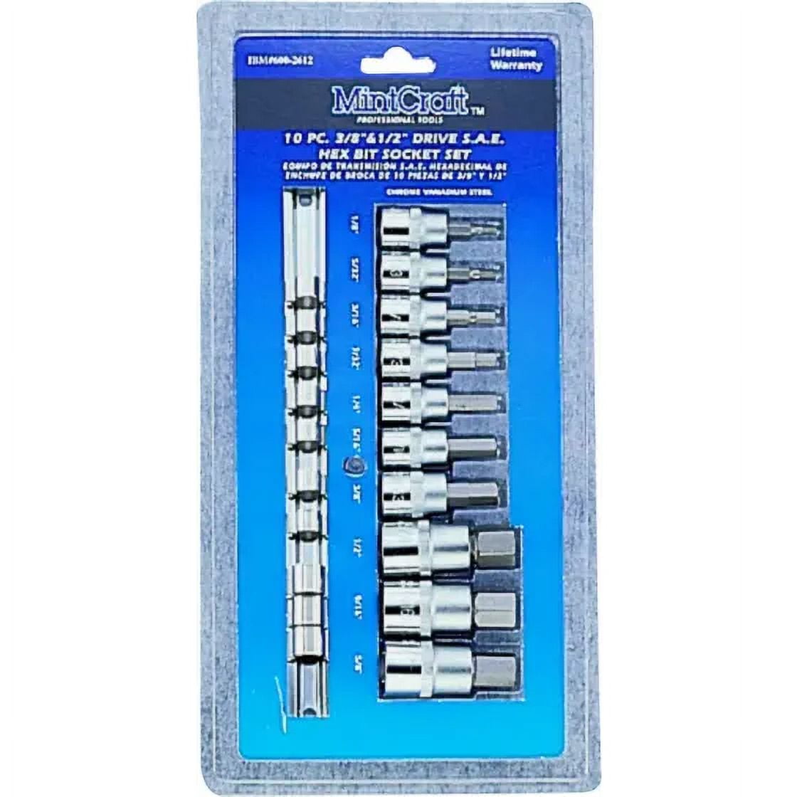 Vulcan TS1010M Socket Sets 10 Piece With Metric Hex Bits 3/8 Inch Drive