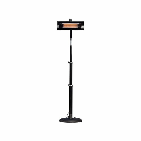 Vulcan Telescoping Offset Pole-Mounted Infrared Patio Heater with Wheels – 1500 Watt, Tip-Over Protection, Cover Included, Black