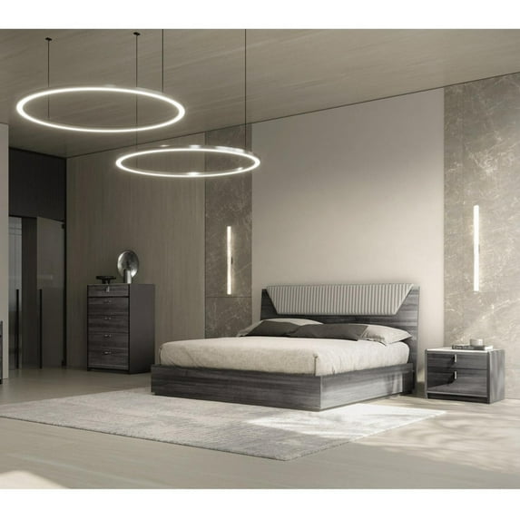 Vulcano Modern Status 3-Piece Bedroom Set in Gray, Queen Size