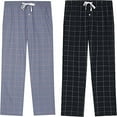 thumbnail image 1 of Vulcanodon 2 Pack Mens Plaid Sleep Pants, Cotton Pajama Pants with Pockets, Soft Lounge Pajama Bottoms for Men (Black-plaid/Iron Gray-plaid, XX-Large), 1 of 6