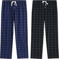thumbnail image 1 of Vulcanodon 2 Pack Mens Plaid Sleep Pants, Cotton Pajama Pants with Pockets, Soft Lounge Pajama Bottoms for Men (Navy-plaid/Black-plaid, Small), 1 of 6