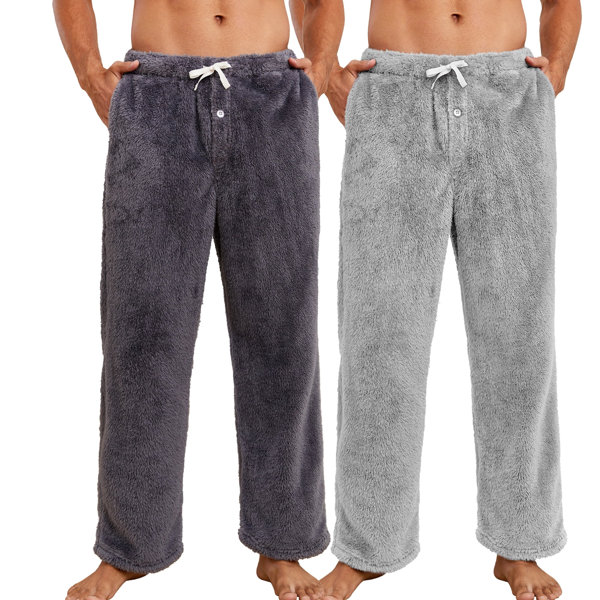 Vulcanodon 2 Pack Mens Plush Warm Pajama Pants, Fluffy Soft Fleece