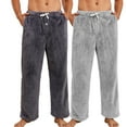 thumbnail image 1 of Vulcanodon 2 Pack Mens Plush Warm Pajama Pants, Fluffy Soft Fleece Sleep Pant with Pockets Lounge Pj Bottoms for Men (Dark Grey+Light Grey, M), 1 of 5