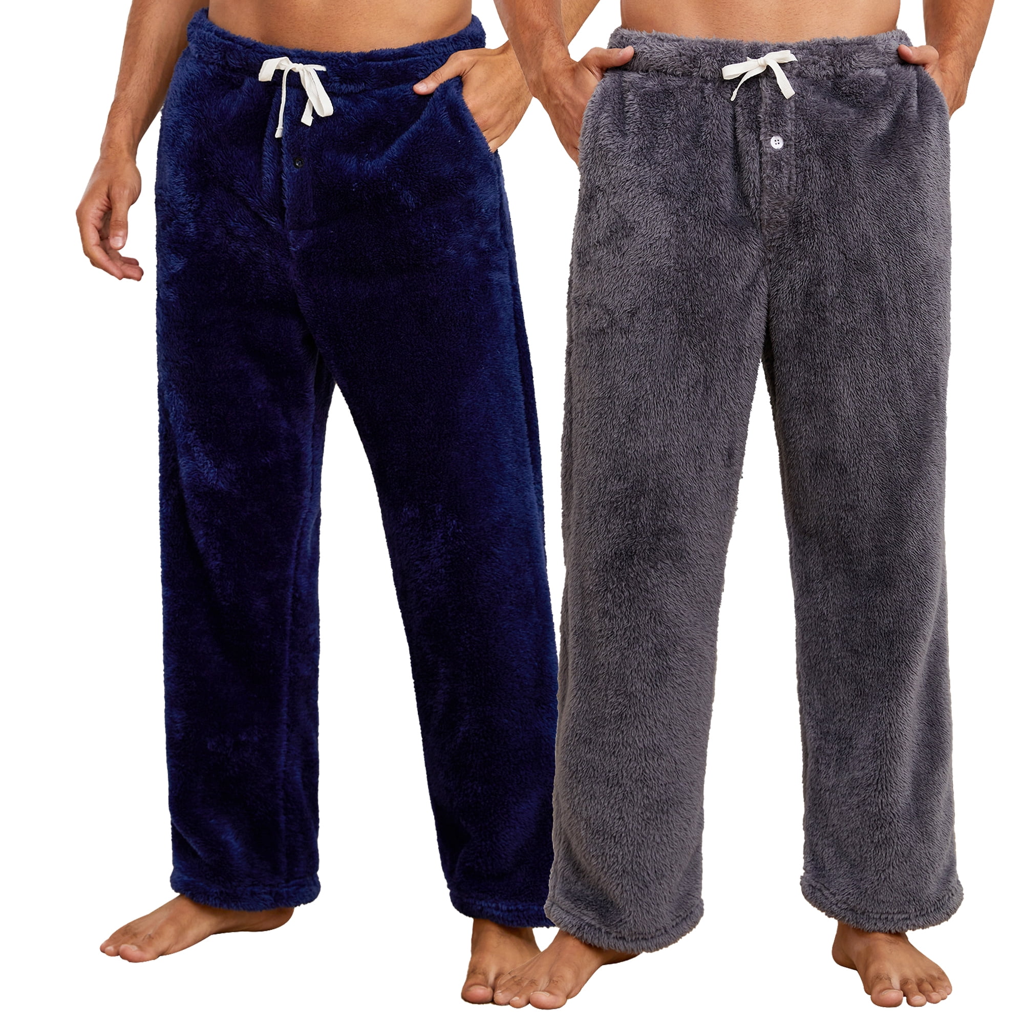 Vulcanodon 2 Pack Mens Plush Warm Pajama Pants, Fluffy Soft Fleece
