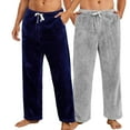 thumbnail image 1 of Vulcanodon 2 Pack Mens Plush Warm Pajama Pants, Fluffy Soft Fleece Sleep Pant with Pockets Lounge Pj Bottoms for Men (Navy+Light Grey, 2XL), 1 of 5
