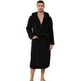 Vulcanodon Men Fleece Robe, Plush Hooded Lightweight Bathrobe Long Soft