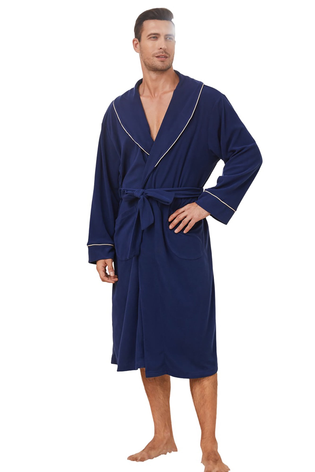 Vulcanodon Men Fleece Robe,Soft Lightweight Long Shawl Collar Bathrobe ...