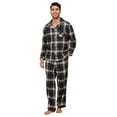 thumbnail image 1 of Vulcanodon Men's 100% Cotton Flannel Pajama Sets, Soft Plaid PJS Long Sleeve Sleepwear 2 Piece Button Down Lounge Set（Black- Yellow Plaid,Large）, 1 of 2