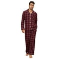 thumbnail image 1 of Vulcanodon Men's 100% Cotton Flannel Pajama Sets, Soft Plaid PJS Long Sleeve Sleepwear 2 Piece Button Down Lounge Set（Burgundy Brown Plaid,Large）, 1 of 2