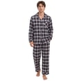 thumbnail image 1 of Vulcanodon Men's 100% Cotton Flannel Pajama Sets, Soft Plaid PJS Long Sleeve Sleepwear 2 Piece Button Down Lounge Set（Navy-Army Green Plaid,Small）, 1 of 6