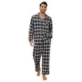 thumbnail image 1 of Vulcanodon Men's 100% Cotton Flannel Pajama Sets, Soft Plaid PJS Long Sleeve Sleepwear 2 Piece Button Down Lounge Set（Navy-Army Green Plaid,XX-Large）, 1 of 2