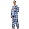 thumbnail image 1 of Vulcanodon Men's Plaid Pajama Set, Soft Long Sleeve Button-Down 2-piece Sleepwear with Lapel Collar & Pockets Cozy Lounge PJs(BLUE-GREY PLAID, S), 1 of 4