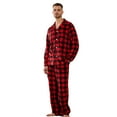 thumbnail image 1 of Vulcanodon Men's Plaid Pajama Set, Soft Long Sleeve Button-Down 2-piece Sleepwear with Lapel Collar & Pockets Cozy Lounge PJs(BUFFALO PLAID-RED, XL), 1 of 4