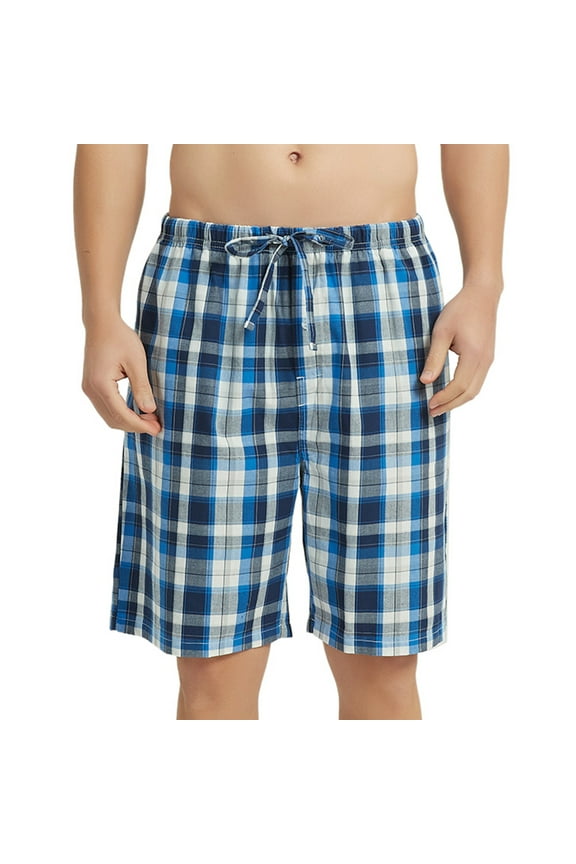 Men's Pockets Cotton Pajama Pants, Royal Blue